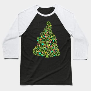 Doodle Christmas Tree-Light Green, Baseball T-Shirt